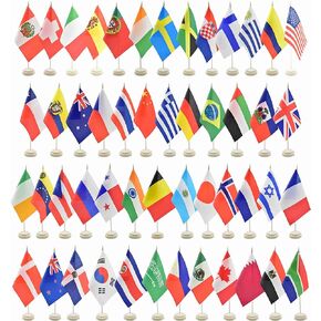 50 Countries Desk Flags Small Mini International World Table Stick Flags Decorations 5x8 Inch