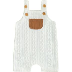 Tsnbre Newborn Baby Boy Girl Summer Outfits Ribbed Knitted Romper Baby Overalls 0 3 6 12 18 Month Neutral Infant Clothes