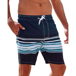 Arcweg Mens Swim Trunks 9 Inch Long Board Shorts Quick Dry Beach Swimsuit Bathing Suit with Zipper Pockets Mesh Liner(XS-2XL)