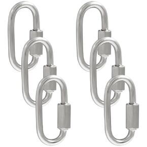 6Pcs Quick Links 3/16 Inch 304 Stainless Steel D Shape Locking Quick Connector, M5 Quick Link Chain Heavy Duty Durable Chain Connector - 648lbs Capacity