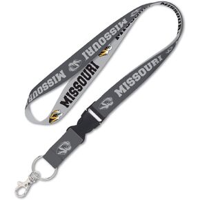 Fanatics University Missouri Mizzou Tigers Lanyard with Detachable Buckle Grey/Charcoal 1" Inch Width