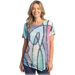 Jess & Jane Women's Sonata Boucle Mesh Asymmetric Top