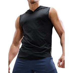 MIER Men's Sleeveless Tank Top with Hood Lightweight Quick Dry Workout Gym Athletic Muscle Shirts