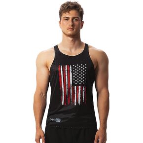 CS FIT Tank Top for Men Quick Dry Gym American Flag Workout Muscle Stringer Sleeveless Rainbow Print Light Shirt Festival