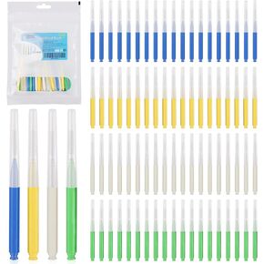 Interdental Brush, 80 Count Braces Brush Between Teeth, Toothpicks Dental Tooth Flossing, Dental Hygiene Flosser Tooth Cleaning Tools Oral Flossing Head(4 Colors, 4 Sizes)