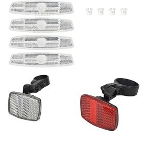 Bike Front and Rear Reflectors, Bike Front and Rear Reflectors, Bike Safety Warning Reflectors for Handlebar and Night Cycling