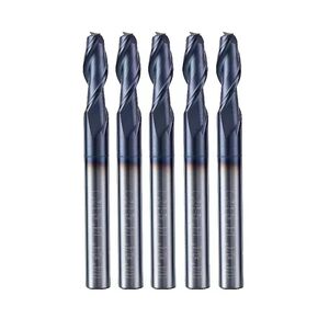 Square End Mills Set JESTUOUS Carbide 2 Spiral Flute Titanium Coating Drill Bits 1/4" Shank Dia.3/4" Cut Length for Milling Metal,5 Pieces
