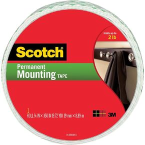 Scotch Indoor Mounting Tape,34-in x 350-in, White, Holds up to 2 lbs,1-Roll (110-Long)
