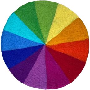 سجادة لعب قوس قزح للأطفال - عجلة ألوان ملبدة - فن الفصل الدراسي المنزلي للعب والديكور - 100% (1) صوف نيوزيلندي نقي - مقاس قطر 15 بوصة in Kuwait