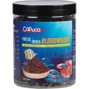 Freeze Dried Blood Worms for Fish - 100% Natural BloodWorms Fish Food for Freshwater Saltwater Tropical Fish Betta Cichlid Goldfish Guppy (3 OZ)