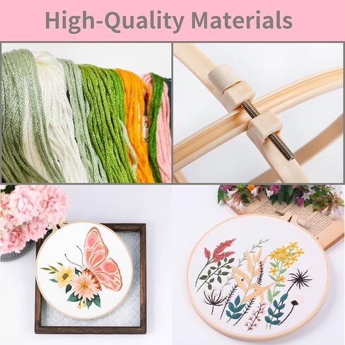 3 مجموعات من أدوات التطريز للمبتدئين البالغين، مجموعات غرز متقاطعة للبالغين مع زهور ونباتات الفراشة، مجموعات تطريز يدوية مع 3 قطع قماش للتطريز، 3 تعليمات، 3 أطواق تطريز، 6 إبر in Kuwait