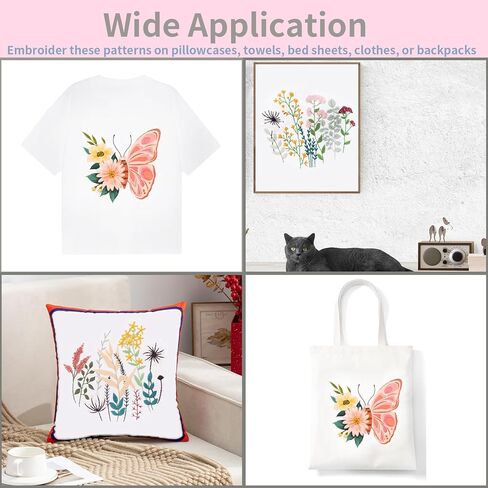 3 مجموعات من أدوات التطريز للمبتدئين البالغين، مجموعات غرز متقاطعة للبالغين مع زهور ونباتات الفراشة، مجموعات تطريز يدوية مع 3 قطع قماش للتطريز، 3 تعليمات، 3 أطواق تطريز، 6 إبر in Kuwait