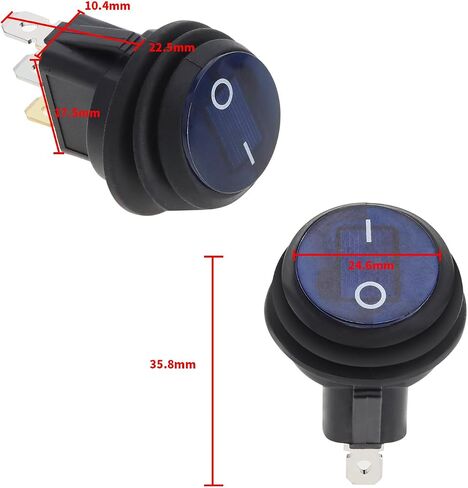 The Lord of the Tools 4 قطع DC12V 20A SPST 3 Pin 2 موضع مفتاح هزاز مقاوم للماء مفتاح هزاز مستدير مع ضوء LED تشغيل/إيقاف لسيارة شاحنة قارب التحكم البحري أزرق أحمر أصفر أخضر in Saudi Arabia