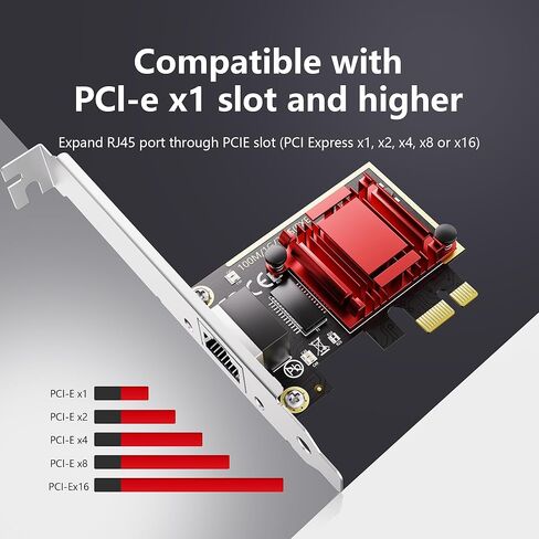 بطاقة شبكة PCIe بسرعة 2.5 جيجابت في الثانية - محول إيثرنت 2.5 جيجا/1 جيجا/100 ميجابت في الثانية، جودة الخدمة، WOL، تمهيد PXE، متوافق مع Windows/Linux/Mac in Kuwait