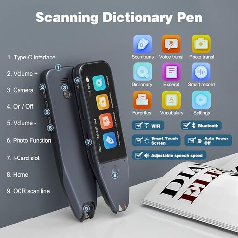 جهاز مترجم اللغة، Tendak 2-Way Instant Voice Translator 112 لغة OCR قارئ القلم الرقمي مع جهاز مترجم محمول بشاشة تعمل باللمس لمتعلمي اللغة الطلاب الذين يعانون من عسر القراءة in Kuwait