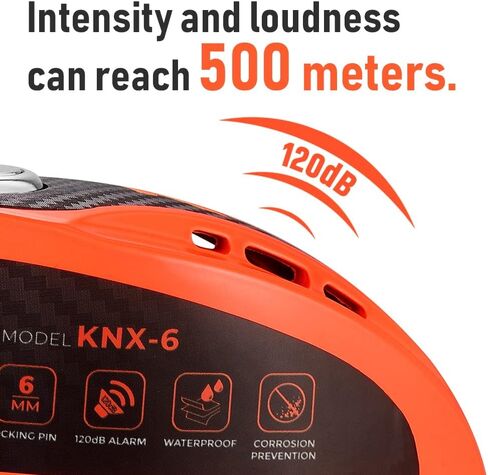Kovix KNX6 الصلب 120dB صفارة الإنذار مكبح قرصي قفل 6 مللي متر قفل دبوس IP67 مقاوم للماء دراجة نارية الأمن الفلورسنت البرتقالي in Saudi Arabia