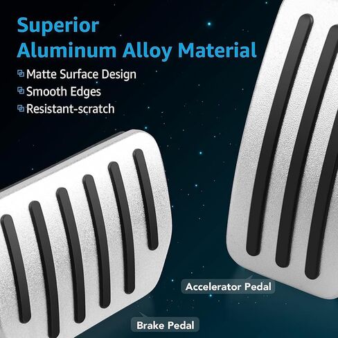 Motrobe 2016-2024 Tesla Model Y Model 3 Foot Pedal Pad Replacement Auto Aluminium Pedal Covers Accelerator Brake Foot Pedal Extenders Accessories(Set of 2) in Saudi Arabia