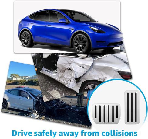 Motrobe 2016-2024 Tesla Model Y Model 3 Foot Pedal Pad Replacement Auto Aluminium Pedal Covers Accelerator Brake Foot Pedal Extenders Accessories(Set of 2) in Kuwait