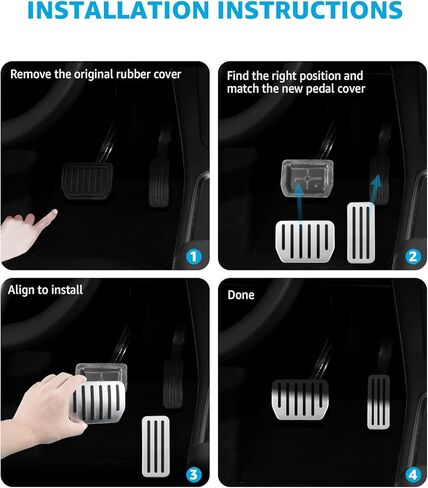 Motrobe 2016-2024 Tesla Model Y Model 3 Foot Pedal Pad Replacement Auto Aluminium Pedal Covers Accelerator Brake Foot Pedal Extenders Accessories(Set of 2) in Saudi Arabia
