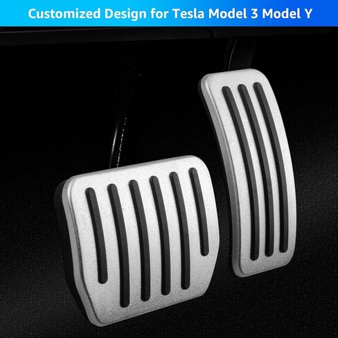 Motrobe 2016-2024 Tesla Model Y Model 3 Foot Pedal Pad Replacement Auto Aluminium Pedal Covers Accelerator Brake Foot Pedal Extenders Accessories(Set of 2) in Saudi Arabia