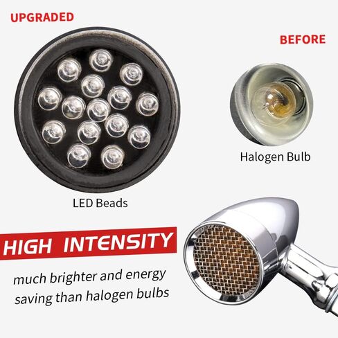 أضواء إشارات الانعطاف LED للدراجة النارية ومؤشر أمامي وخلفي عالمي متوافق مع Harley Davidson Cruiser Iron Softail Street Bike Honda Shadow Kawasaki Vulcan (B#Chome-Amber) in Kuwait
