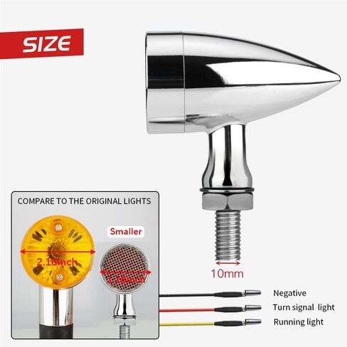 أضواء إشارات الانعطاف LED للدراجة النارية ومؤشر أمامي وخلفي عالمي متوافق مع Harley Davidson Cruiser Iron Softail Street Bike Honda Shadow Kawasaki Vulcan (B#Chome-Amber) in Kuwait