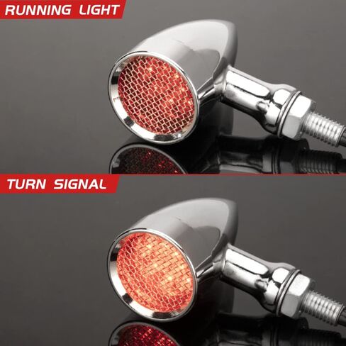 أضواء إشارات الانعطاف LED للدراجة النارية ومؤشر أمامي وخلفي عالمي متوافق مع Harley Davidson Cruiser Iron Softail Street Bike Honda Shadow Kawasaki Vulcan (B#Chome-Amber) in Kuwait