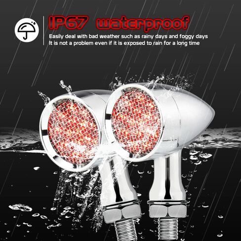 أضواء إشارات الانعطاف LED للدراجة النارية ومؤشر أمامي وخلفي عالمي متوافق مع Harley Davidson Cruiser Iron Softail Street Bike Honda Shadow Kawasaki Vulcan (B#Chome-Amber) in Kuwait