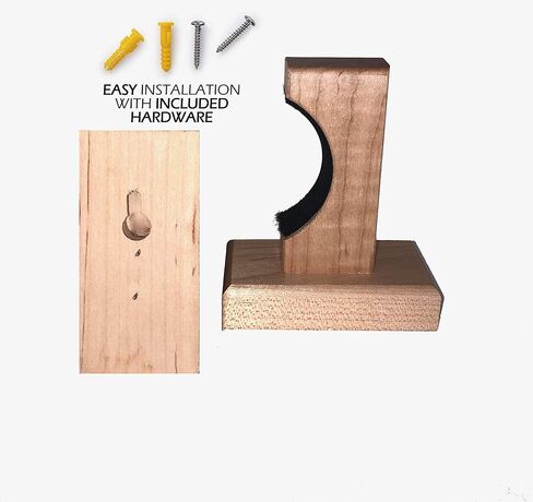 حامل حائط لعرض مضرب البيسبول - مصنوع يدويًا في الولايات المتحدة الأمريكية من خشب القيقب الصلب مع بطانة لباد ومسامير مخفية - شماعة مضرب أفقية (طبيعية) in Kuwait