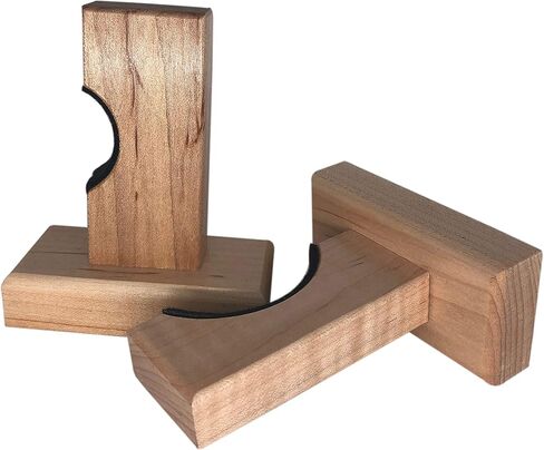 حامل حائط لعرض مضرب البيسبول - مصنوع يدويًا في الولايات المتحدة الأمريكية من خشب القيقب الصلب مع بطانة لباد ومسامير مخفية - شماعة مضرب أفقية (طبيعية) in Kuwait