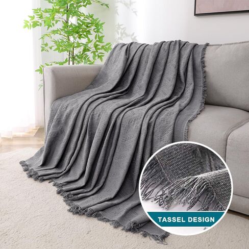 Turquoize Cotton Sofa Cover Couch Cover Grey Couch Protector Sofa Throw Cover for Couches Washable Sectional Sofa Covers for Dogs Feature Geometrical Woven Jacquard Fabric(71"x118", X-Large,Grey) in Kuwait