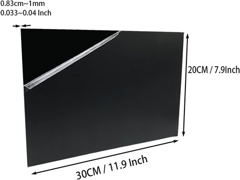 قطعتان من ورق الأكريليك الأسود مقاس 8 × 12 × 0.04 بوصة من صفائح ABS البلاستيكية الصلبة، ورقة زجاج شبكي سوداء، لوح أكريليك ذو سطح أملس مع ورق واقي، ورقة زجاج شبكي بلاستيكية ملونة لأعمال الحرف اليدوية in Saudi Arabia