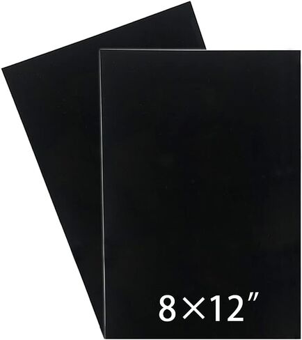 قطعتان من ورق الأكريليك الأسود مقاس 8 × 12 × 0.04 بوصة من صفائح ABS البلاستيكية الصلبة، ورقة زجاج شبكي سوداء، لوح أكريليك ذو سطح أملس مع ورق واقي، ورقة زجاج شبكي بلاستيكية ملونة لأعمال الحرف اليدوية in Saudi Arabia