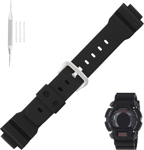 16mm× 26mm 71606395 Resin Watch Band replacement for Casio G-shock DW-9051 DW-9052 DW-004C Strap Wirstband accessories for Men and Women in Saudi Arabia