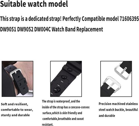 16mm× 26mm 71606395 Resin Watch Band replacement for Casio G-shock DW-9051 DW-9052 DW-004C Strap Wirstband accessories for Men and Women in Saudi Arabia