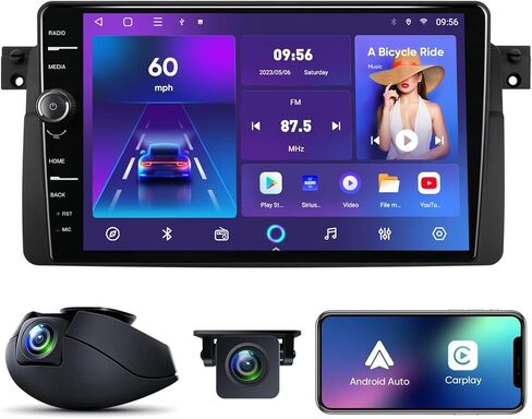 5G WiFi 8Core متوافق مع أنظمة الصوت BMW 3 Series E46 1999-2005 راديو ستيريو للسيارة مع Carplay&Android Auto/Airplay/Mirroring/1080P SWC (5GWiFi (8Core-3+32)) in Kuwait