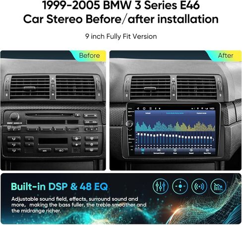 5G WiFi 8Core متوافق مع أنظمة الصوت BMW 3 Series E46 1999-2005 راديو ستيريو للسيارة مع Carplay&Android Auto/Airplay/Mirroring/1080P SWC (5GWiFi (8Core-3+32)) in Kuwait