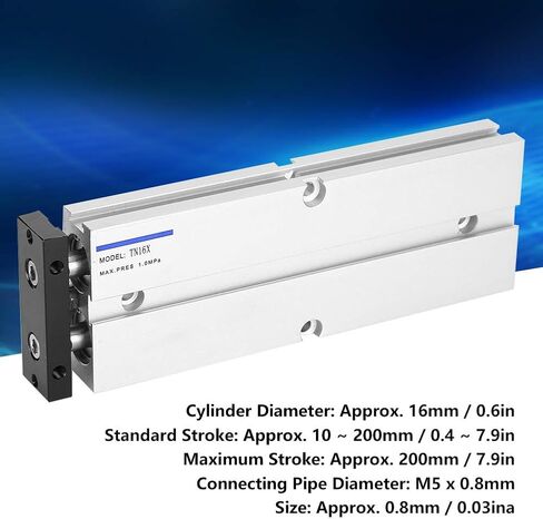 Air Cylinder Aluminum Alloy TN16 0.10.9MPa 10200mm Pneumatic Double Acting Cylinder (TN16X100-S) in Saudi Arabia