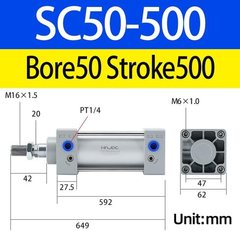 SC Standard 40X50 Air Cylinder Bore 40mm Stroke 50mm Double Action Pneumatic Cylinder Long Stroke in Kuwait