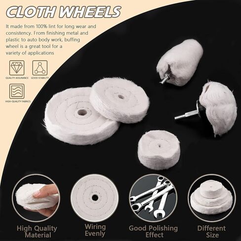 مجموعة عجلات تلميع مكونة من 13 قطعة، تتضمن 5 مركبات مصقولة و4 عجلة تلميع مع ساق 1/4 بوصة و3 عجلة تلميع ومغزل، لمجوهرات طحن المقاعد in Kuwait