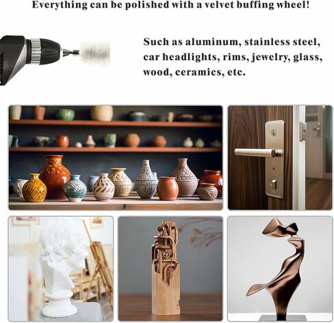 عجلة تلميع للمثقاب، مجموعة تلميع العجلات 11 قطعة للمثقاب مع أعمدة سداسية 0.25 بوصة، أداة تلميع على شكل عجلة لإطارات المصابيح الأمامية للسيارة متعددة الألومنيوم والكروم والفولاذ المقاوم للصدأ. in Kuwait