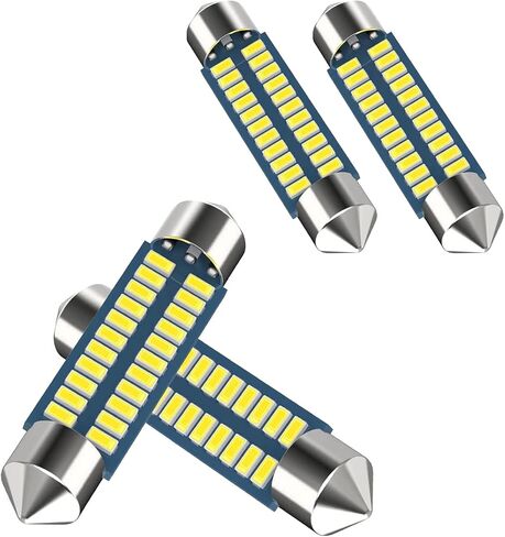 لمبة سيارة 578 LED 211-2 لمبة إكليل LED 41 مم 42 مم 1.65 بوصة 212-2 لمبة سيارة LED لخريطة السيارة ضوء القبة، 3014 رقاقة 6000 ك أبيض فائق السطوع لمبة سيارة داخلية LED (4 قطع) in Kuwait