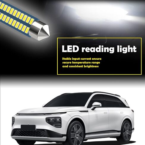 لمبة سيارة 578 LED 211-2 لمبة إكليل LED 41 مم 42 مم 1.65 بوصة 212-2 لمبة سيارة LED لخريطة السيارة ضوء القبة، 3014 رقاقة 6000 ك أبيض فائق السطوع لمبة سيارة داخلية LED (4 قطع) in Kuwait