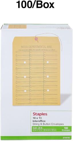 Staples 472993 Button-and-String Kraft Inter-Depart. Envelopes 10-Inch X13-Inch Brown 100/Bx in Saudi Arabia