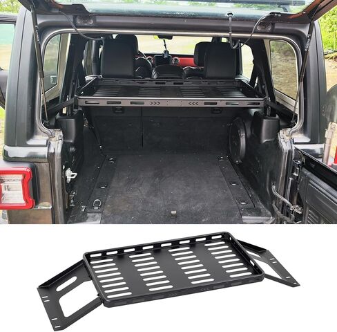JK JL Tray Interior Storage Luggage Carrier Cargo Rack Basket Rear Trunk Fits Jeep Wrangler JK JL Unlimited 4-Door Hardtops | Fine Textured Black | NO Drilling in Kuwait
