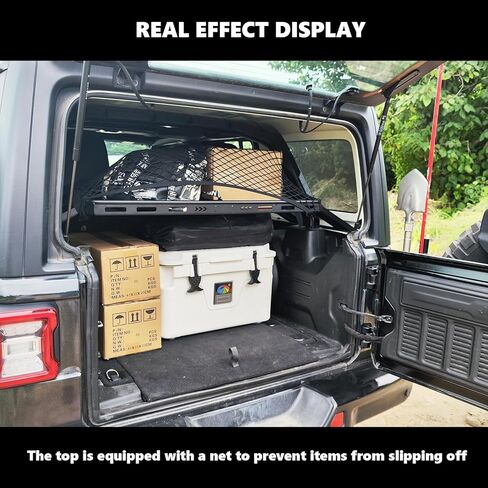 JK JL Tray Interior Storage Luggage Carrier Cargo Rack Basket Rear Trunk Fits Jeep Wrangler JK JL Unlimited 4-Door Hardtops | Fine Textured Black | NO Drilling in Kuwait