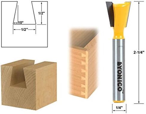 YONICO Dovetail Router Bit 14 Degree X 1/2-Inch 1/4-Inch Shank 14114q in Saudi Arabia