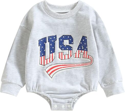 Twopumpkin 4th of July Baby Boy Girl Outfit Newborn Toddler Bubble Romper Retro Fourth Of July Onesie Clothes in Saudi Arabia