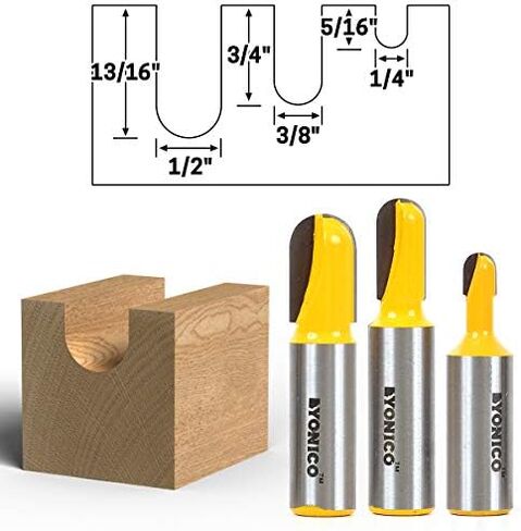 YONICO Round Nose Core Box Router Bit Set 3 Bit 1/4-Inch Shank 14360q in Saudi Arabia