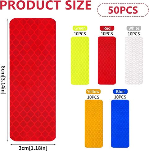 Safety Reflective Stickers Warning Reflective Tape Stickers Night Visibility Reflectors Self Adhesive Bicycle Stickers Waterproof Reflective Stickers 3 x 8 cm in Saudi Arabia